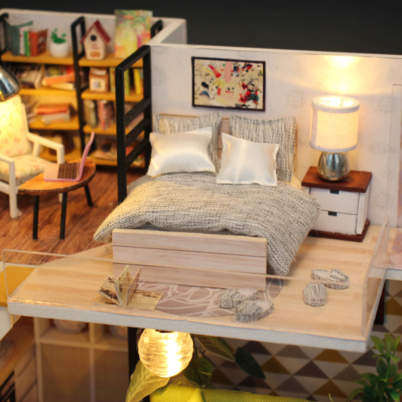 Buy Hoomeda Enjoy The Romantic DIY miniature dollhouse kit in Australia - bed