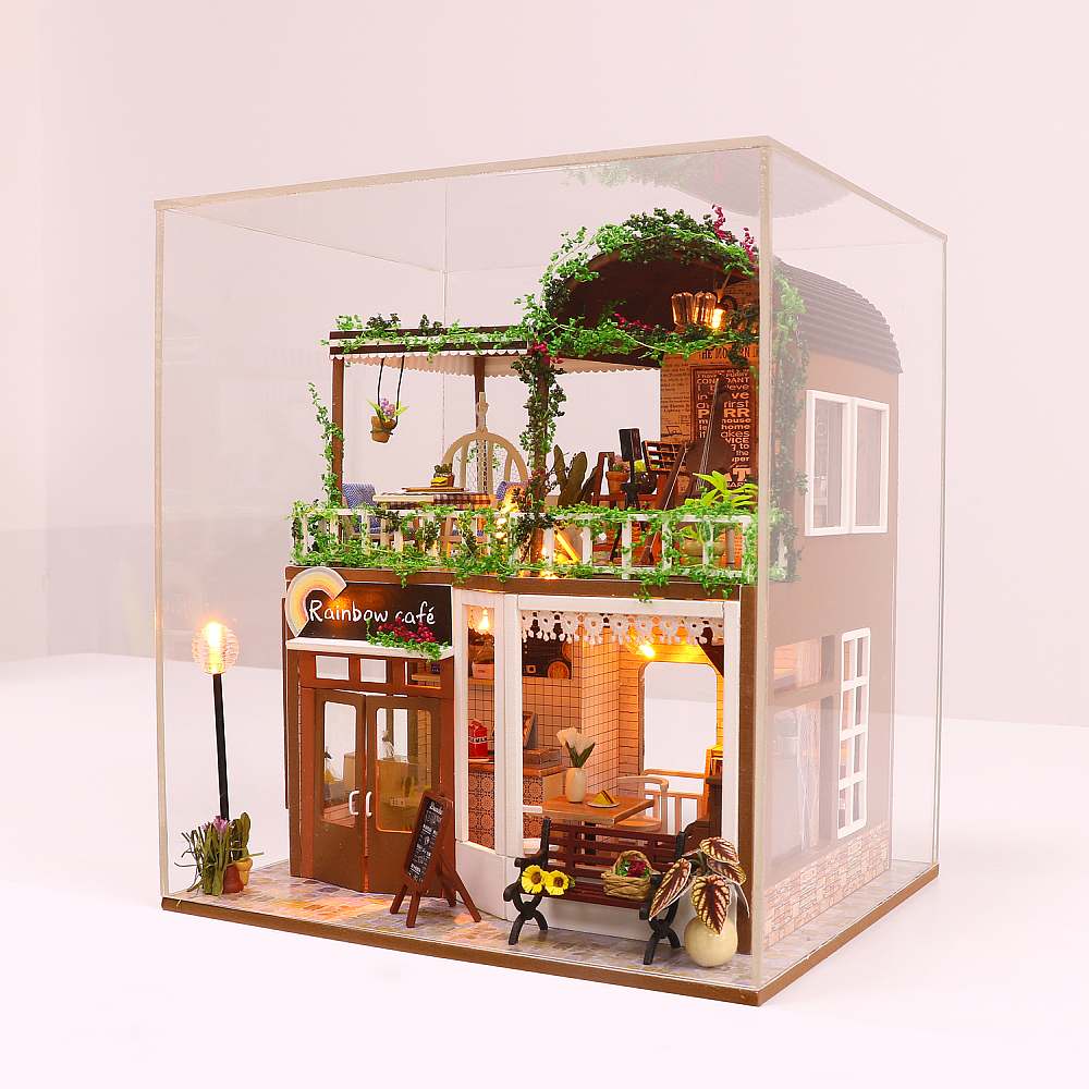 Buy Hoomeda (Hongda) Rainbow Cafe DIY miniature dollhouse kit - cover