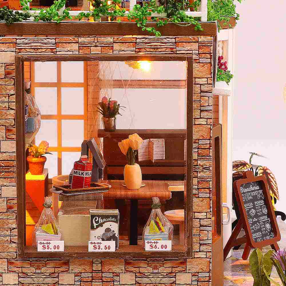 Buy Hoomeda (Hongda) Rainbow Cafe DIY miniature dollhouse kit - details4