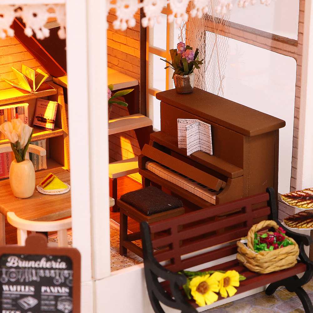 Buy Hoomeda (Hongda) Rainbow Cafe DIY miniature dollhouse kit - piano