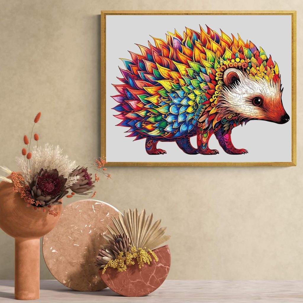 Cute Hedgehog Wooden Jigsaw Puzzle For Adults - Irregular Shape