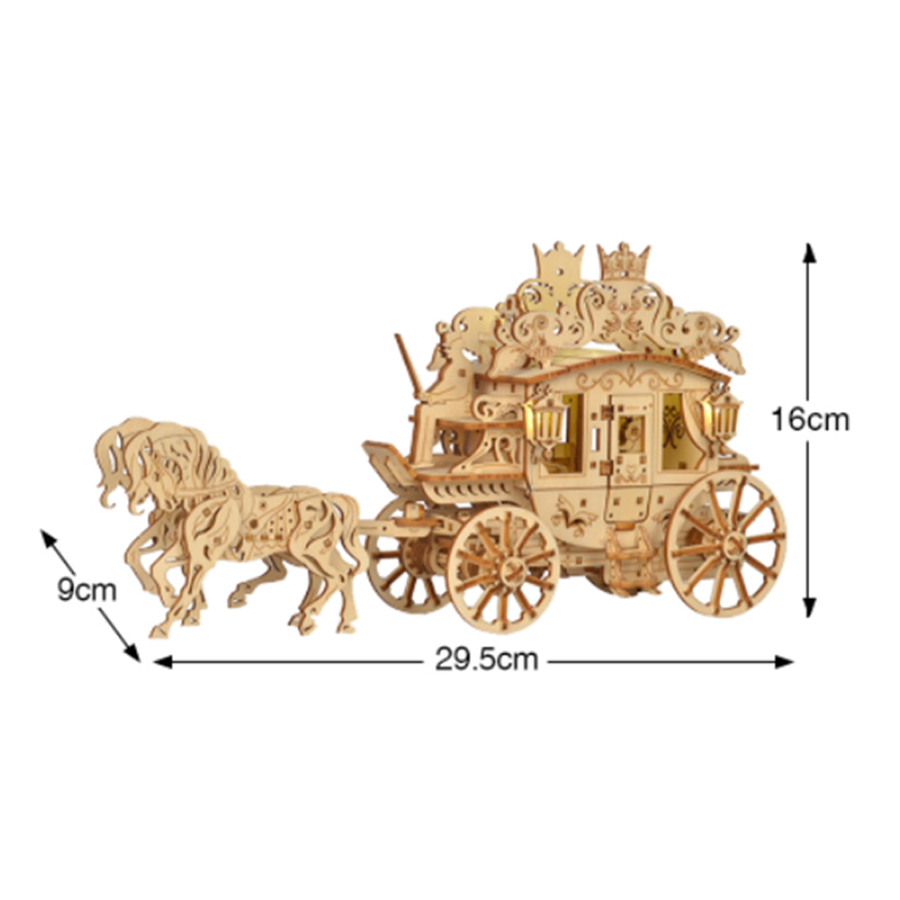 Carriage 3D wooden Puzzle - size